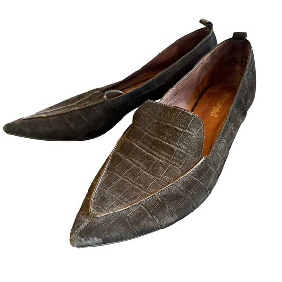 Jeffrey Campbell Viona W-D Suede Pointed Toe Loafers Heeled Leather Flats 9.5 - Picture 1 of 8
